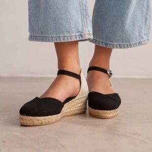 New Gaimo black suede closed-toe espadrille wedge sandals black EU 41 US 10.5